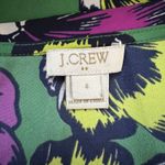J Crew Blouse Womens 4 Green Purple Floral Printed Drapey Scoop Neck Colorful Photo 6