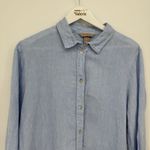 H&M  Blue Linen Button Up Top Classic Size US 12 Business Casual Photo 1