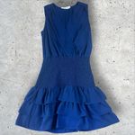 Amanda Uprichard Sleeveless Chantal Smocked Waist Mini Dress Blue Sz Medium Photo 1