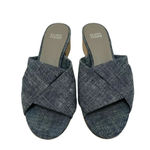 Eileen Fisher Ruche Mule Sandals Chambray Blue Denim Block Heel Comfort Size 8 Photo 2