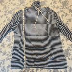 Caslon  Blue and White Striped Nautical Knit Hoodie Size Large Photo 4