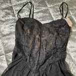 Free People NEW HAH by  Womens XS Black Skate HAHround Romper lace button accent Photo 6