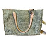 Diane Von Furstenberg  GREEN CANVAS & TAN LEATHER WEEKENDER TRAVEL BAG Photo 3