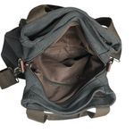 Black & Brown Canvas Shoulder Bag – 3 Compartments – Casual Everyday Tote Photo 6