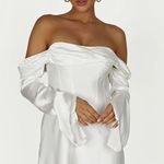 Meshki Giselle Off Shoulder Satin Mini Dress Photo 0