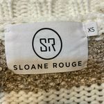 Sloane Rouge Sweater XS Fringe 3/4 Sleeve Wool Blend Striped Open Knit White Photo 6
