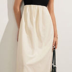 Commense Black and ivory Contrast Pockets Long Dress XL Old Money White Photo 0