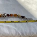 Vintage Amber & Glass Faceted Bead and Porcelain Flower Boho Necklace 21 inches Brown Photo 10