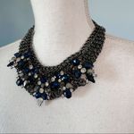 Guess | Chainlink Blue & Black Rhinestone Embellished Statement Necklace Photo 1
