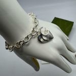Gucci  Sterling Silver GG Logo Heart Charm Bracelet Photo 3