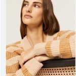 Saunders Collective RTR chunky striped sparkle neutral sweater size small Photo 1