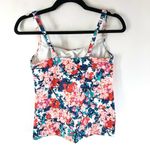 Lands' End Tankini Top Underwire Removable Pads Square Neck Floral Pink White 4 Photo 1