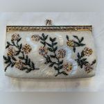 Vintage‎ 50’s, Beaded clutch purse, light colors, floral White Photo 2