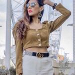 ZARA Corduroy Long Sleeve Crop Top, Size S, NWT Photo 3