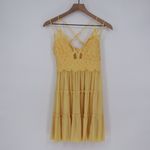 Zenana Outfitters Yellow Crochet Lace Tiered Dress Sundress XL Photo 1