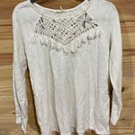 Anthropologie Floreat Macrame Crochet Knit Long Sleeve White Sweater, M Size M Photo 0
