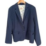 Brooks Brothers Red Fleece Navy Blue Lined Wool Blazer Womens Size 14 Office Photo 0