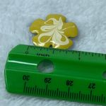Retro Pierced Earrings Yellow White Swirl Design Enamel Metal Photo 9