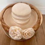 Georgi USA Vtg Georgi By Michael Howard 100% Wool Mink Fur Trim Ivory Formal Hat NWT USA Photo 0