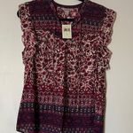 Lucky Brand Red and Blue Patterned Blouse Photo 0