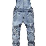 Manfinity Homme Men Cotton Distressed Skinny Leg Denim Overalls Photo 1