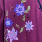 STORYBOOK KNITS‎ Sweater 2X Burgundy Floral Embroidered Beaded Button Cardigan Red Photo 1