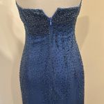 None Vintage Y2K Silk Beaded Ombre Blue Halter Maxi Gown Mermaid Fairy Hoco Prom Glam Photo 10