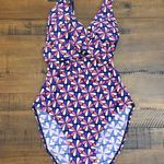 Boden Floral Print One Piece Swimsuit Tummy Control US 2 Blue Photo 0