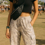 Paper Crane Tie-Dye Wide Leg Festival Lounge Pants – Cottagecore Boho Size L Photo 0