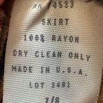 Vintage Paisley Pleated Midi Skirt Size Small 1970s USA Beige Red Elastic Waist Photo 6