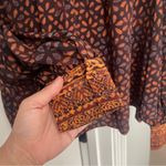 Ulla Johnson  Aninda Blouse in Citrine Printed Silk Long Sleeve Top Brown Rust Photo 3