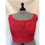 Y2K Jolie & Joy Knit Crochet Crop Womens Tank Top Sz 2X Coral Coquette Festival Orange Photo 12