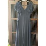 Ever Pretty NWT Ever-Pretty Women's Dress Double V Neck A Line Ruffle Hem Backless Blue L Photo 2