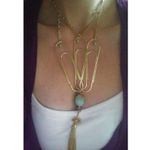 Unique Gold Postmodern Bib Statement Necklace Blue Photo 5