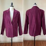 NWT QVC Denim & Co Merlot Burgundy Corduroy Blazer L Red Size L Photo 1