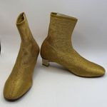 Clergerie Pany Stretch Metal Lurex Mesh Mirrored Heel Ankle Boot Gold Sz 5.5 Photo 5