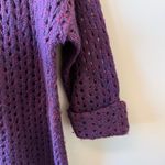 AQUA Purple Open Knit Crochet Pullover Sweater Photo 2