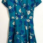 J.Crew floral print short sleeve blue and white flared dress, size 0 Photo 3
