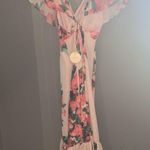 Luxxel pink floral ruffle chiffon maxi dress Photo 6