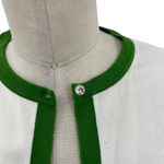 Shoshanna Strawberry Embroidered Cardigan White Green Trim Size Large Photo 3