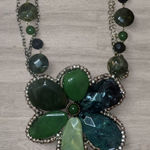 Vintage Boho Green Oversized Flower Statement Necklace Photo 0