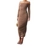 Caroline Constas Strapless Tara Dress in Brown, Size S Brown Photo 1