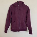 Lululemon  zip up Scuba Classic Cotton Fleece Heathered Bordeaux Drama‎ size 4 Photo 3