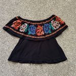 Free People  black embroidered off-the-shoulder top size S Photo 4