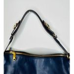 LAUREN RALPH LAUREN Navy Blue Front Pocket Leather Hobo Bag Purse Photo 6