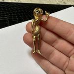 Biblical Eve With An Apple Forbidden Fruit Brooch Pin Gold Tone Religious Figure Photo 1