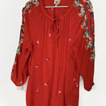 Fig and Flower Floral Embroidered Button Up Shirt 2X Orange Fall L/S Holiday Size undefined Photo 0