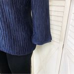 Vintage Pierre Labiche Plisse Satin Scrunch Pleated Puff Sleeve Blouse Blue 16 Blue Photo 5