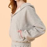 BLOGILATES Grey Fleece Zip Up Hoodie Oversized Cropped Casual Lounge Size L Gray Size L Photo 7
