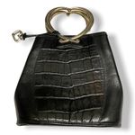 Brighton  Black‎ Corazon Handbag Purse Heart Handles Leather Croc Embossed Photo 1